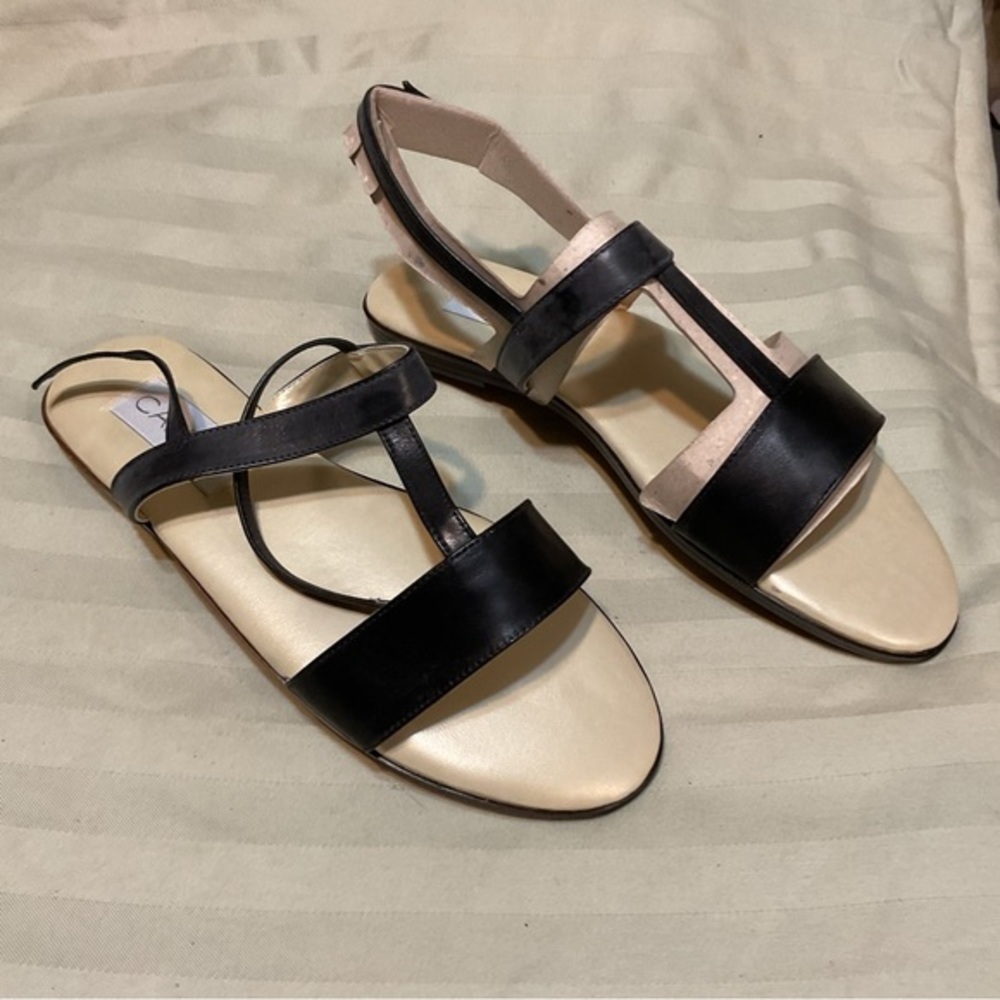 Calico Black Leather Sandals